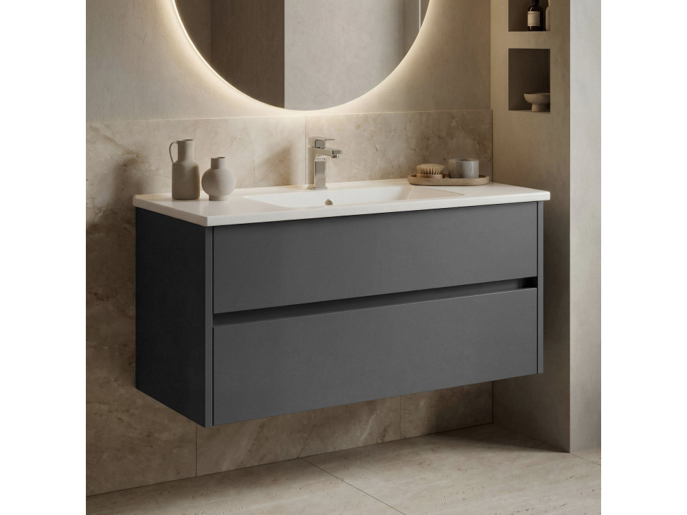 Wastafelmeubel "Side 100 v3" - 100 x 45 x 52 cm - Mat antraciet