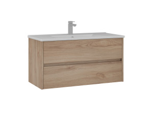 Wastafelmeubel "Side 100 v3" - 100 x 45 x 52 cm - Eiken