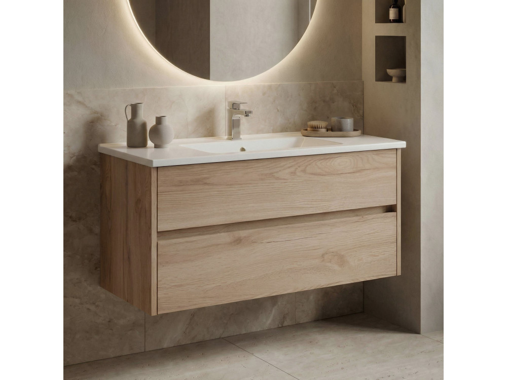 Wastafelmeubel "Side 100 v3" - 100 x 45 x 52 cm - Eiken