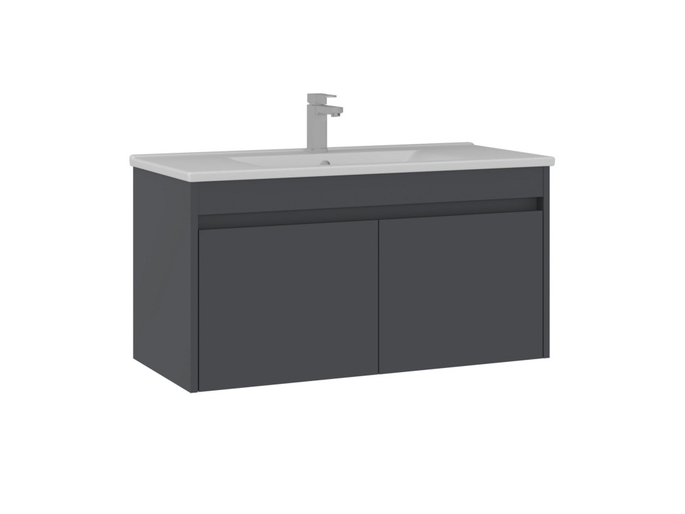 Wastafelmeubel "Side 100 v3" - 100 x 45 x 52 cm - Mat antraciet