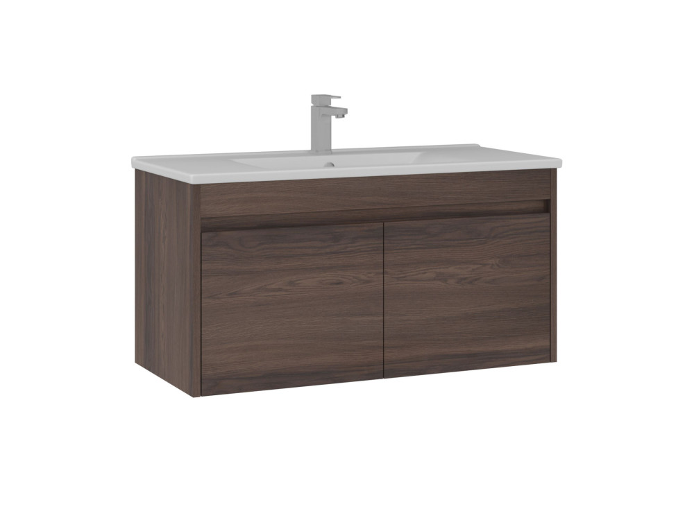 Wastafelmeubel "Side 100 v3" - 100 x 45 x 52 cm - Dark Walnut