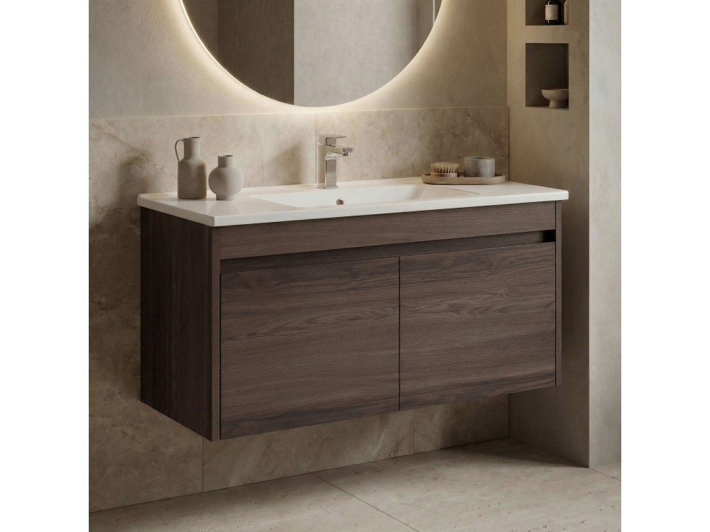 Wastafelmeubel "Side 100 v3" - 100 x 45 x 52 cm - Dark Walnut
