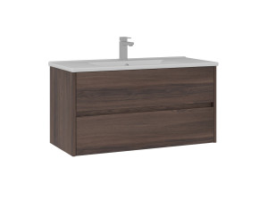Wastafelmeubel "Side 100 v3" - 100 x 45 x 52 cm - Dark Walnut
