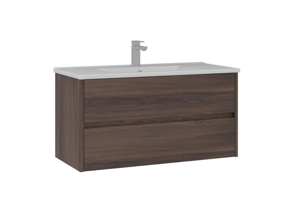 Wastafelmeubel "Side 100 v3" - 100 x 45 x 52 cm - Dark Walnut