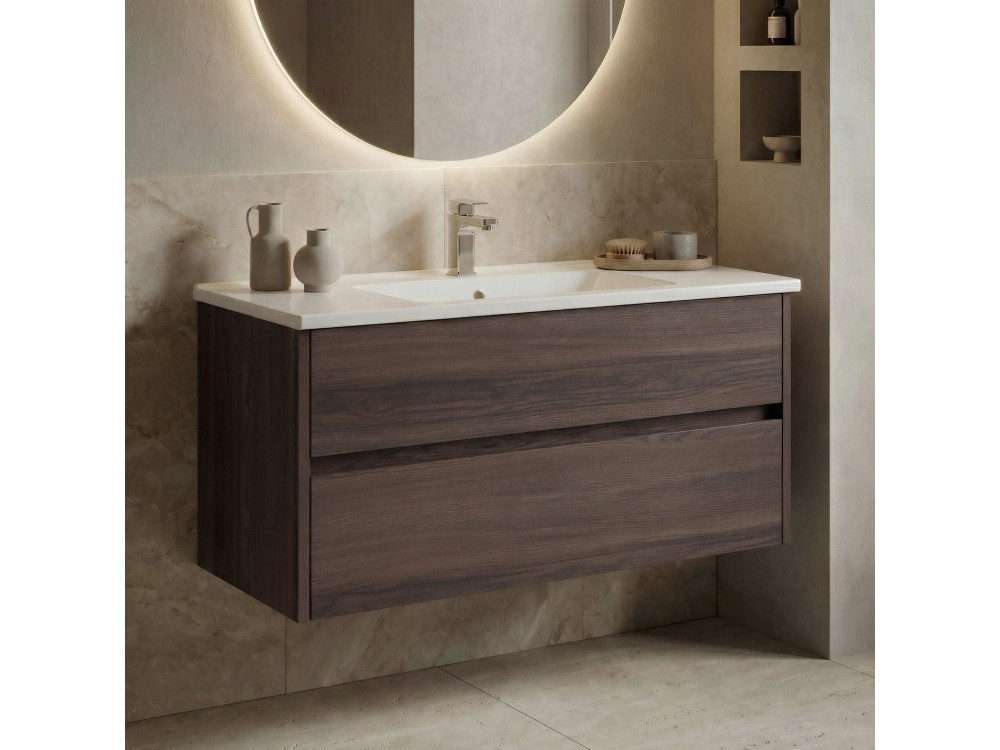 Wastafelmeubel "Side 100 v3" - 100 x 45 x 52 cm - Dark Walnut
