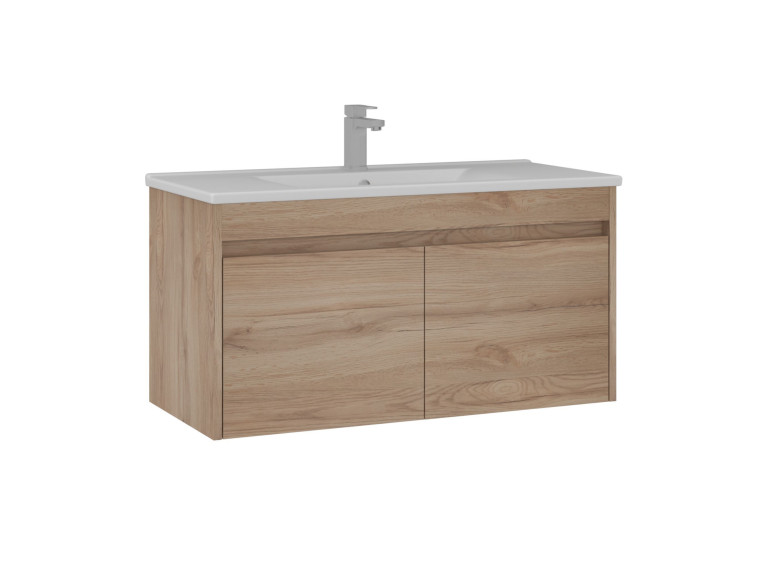 Wastafelmeubel "Side 100 v3" - 100 x 45 x 52 cm - Eiken