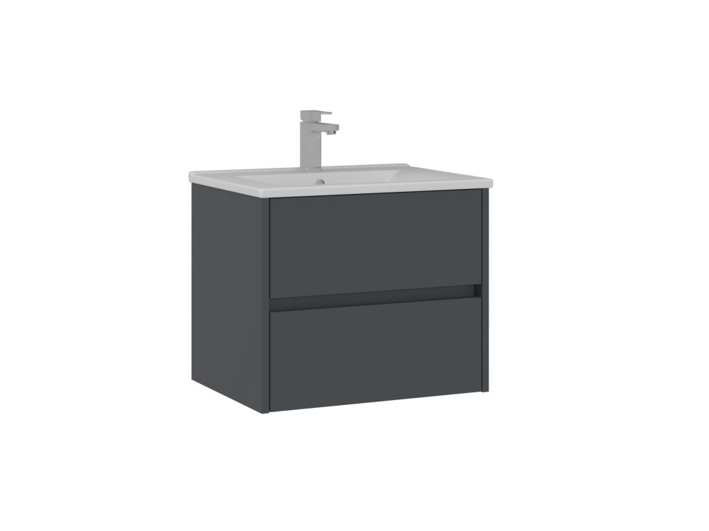 Wastafelmeubel "Side 65 v2" - 65 x 45 x 52 cm - Mat antraciet