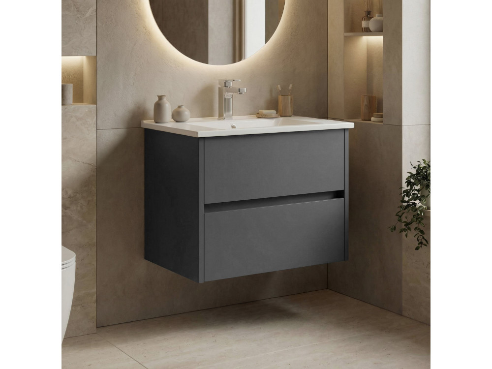 Wastafelmeubel "Side 65 v2" - 65 x 45 x 52 cm - Mat antraciet