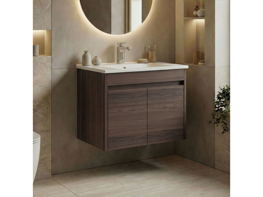 Wastafelmeubel "Side 65 v2" - 65 x 45 x 52 cm - Dark Walnut