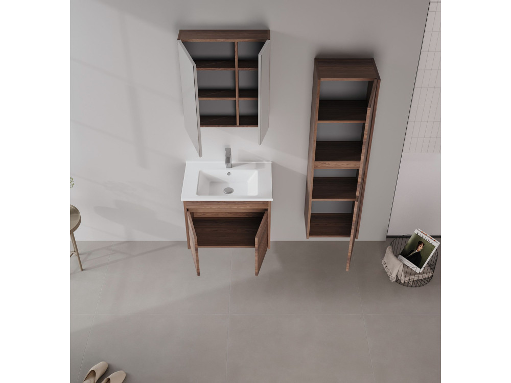 Wastafelmeubel "Side 65 v2" - 65 x 45 x 52 cm - Dark Walnut