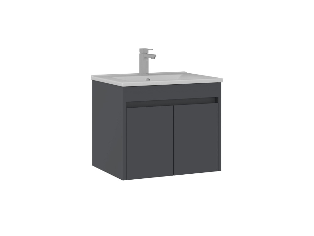 Wastafelmeubel "Side 65 v2" - 65 x 45 x 52 cm - Mat antraciet