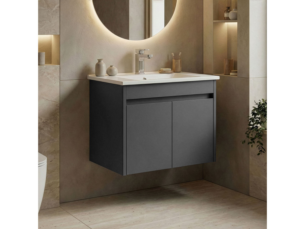 Wastafelmeubel "Side 65 v2" - 65 x 45 x 52 cm - Mat antraciet