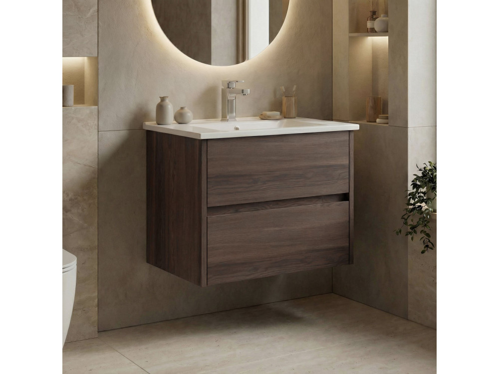 Wastafelmeubel "Side 65 v2" - 65 x 45 x 52 cm - Dark Walnut