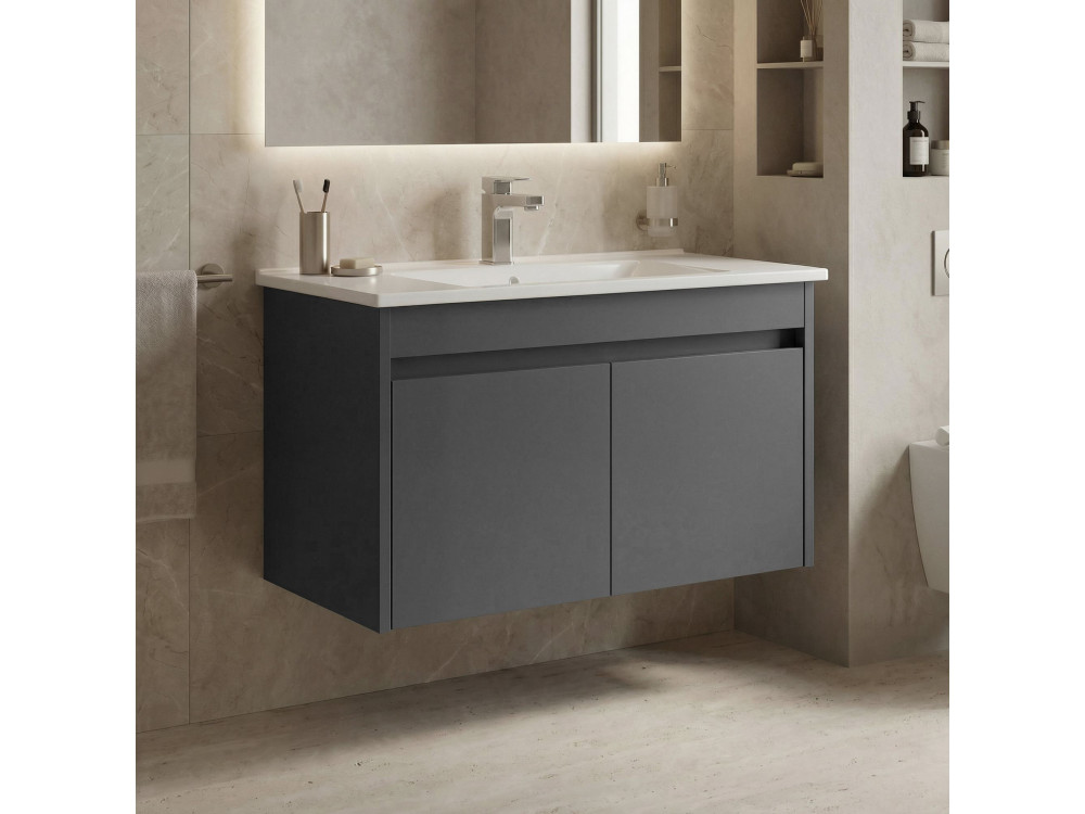 Wastafelmeubel "Side 85 v2" - 85 x 45 x 52 cm - Mat antraciet