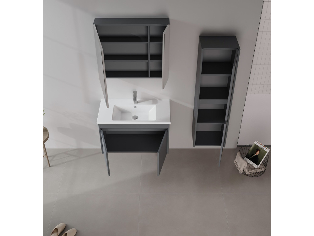 Wastafelmeubel "Side 85 v2" - 85 x 45 x 52 cm - Mat antraciet