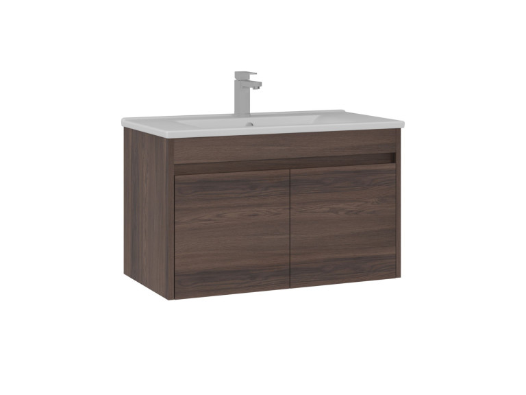 Wastafelmeubel "Side 85 v2" - 85 x 45 x 52 cm - Dark Walnut