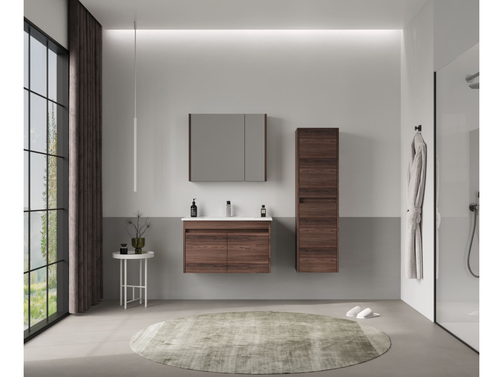 Wastafelmeubel "Side 85 v2" - 85 x 45 x 52 cm - Dark Walnut