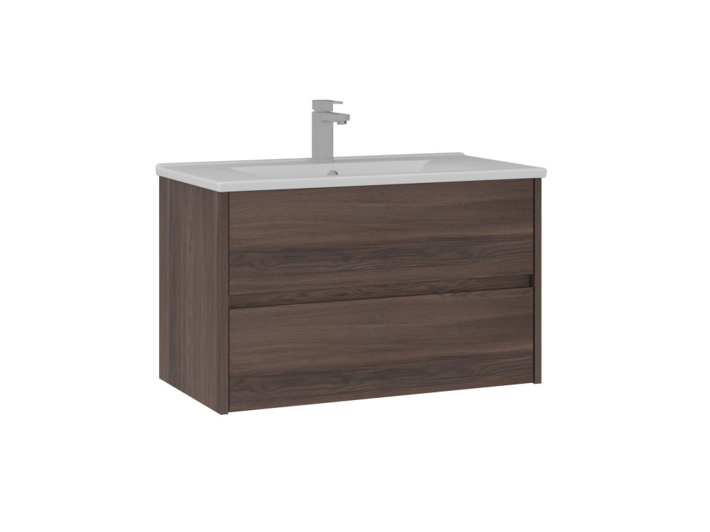 Wastafelmeubel "Side 85 v2" - 85 x 45 x 52 cm - Dark Walnut