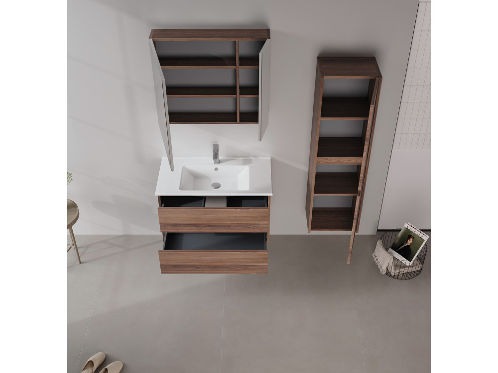 Wastafelmeubel "Side 85 v2" - 85 x 45 x 52 cm - Dark Walnut