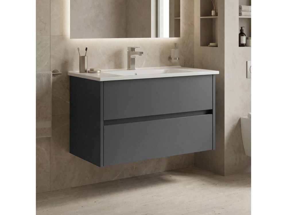 Wastafelmeubel "Side 85 v2" - 85 x 45 x 52 cm - Mat antraciet