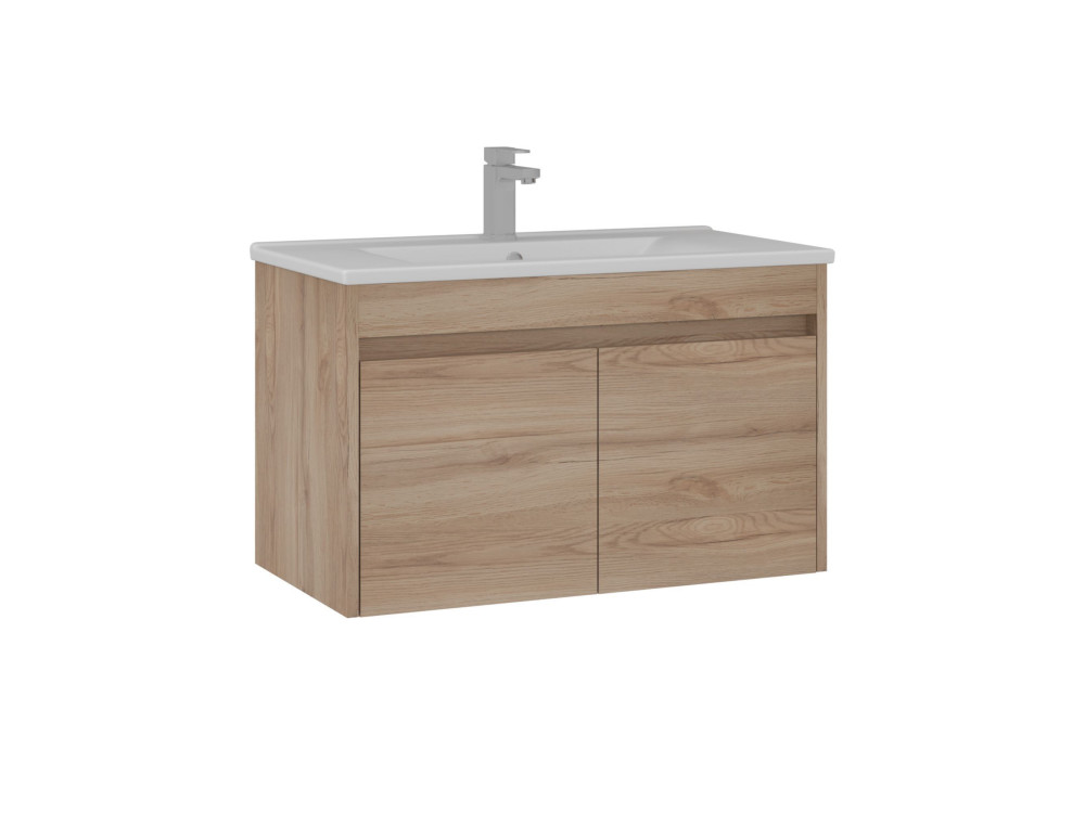 Wastafelmeubel "Side 85 v2" - 85 x 45 x 52 cm - Eiken
