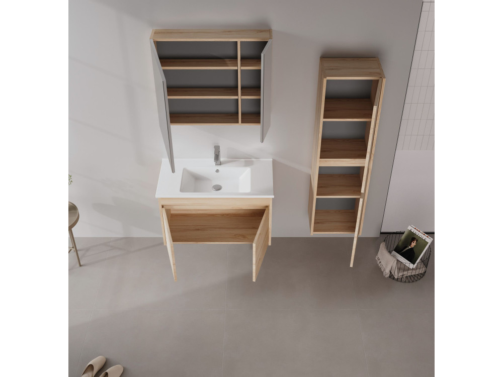 Wastafelmeubel "Side 85 v2" - 85 x 45 x 52 cm - Eiken