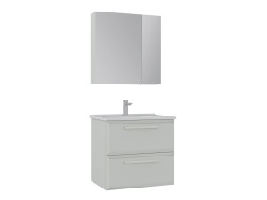 Wastafelmeubel met spiegel (2-delig) "Nuvola 65 v2" - 65 x 50 x 62 cm - Cashmere