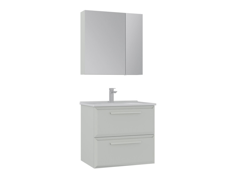 Wastafelmeubel met spiegel (2-delig) "Nuvola 65 v2" - 65 x 50 x 62 cm - Cashmere