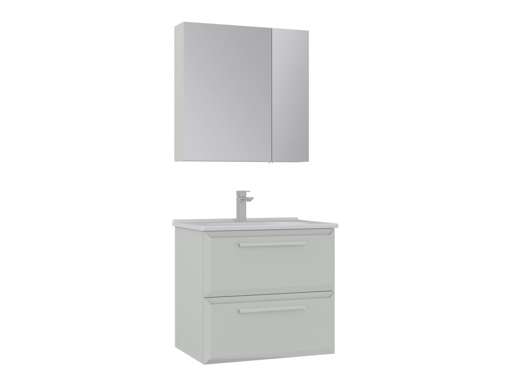 Wastafelmeubel met spiegel (2-delig) "Nuvola 65 v2" - 65 x 50 x 62 cm - Cashmere