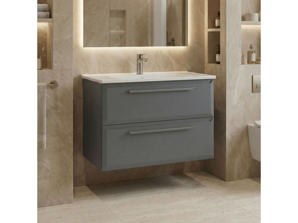 Wastafelmeubel "Nuvola 80 v2" - 80 x 50 x 62 cm - Grijs