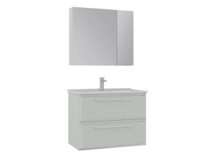 Wastafelmeubel met spiegel (2-delig) "Nuvola 80 v2" - 80 x 50 x 62 cm - Cashmere