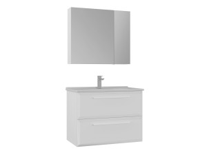 Wastafelmeubel met spiegel (2-delig) "Nuvola 80 v2" - 80 x 50 x 62 cm - Wit