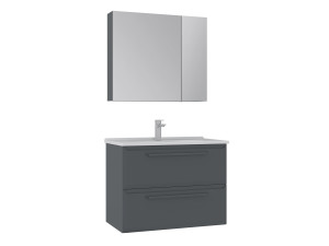 Wastafelmeubel met spiegel (2-delig) "Nuvola 80 v2" - 80 x 50 x 62 cm - Antraciet