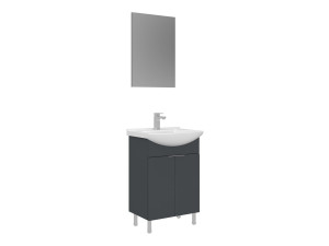 Wastafelmeubel met spiegel (2-delig) "Purus 55" - 55 x 2 x 83 cm - Mat antraciet