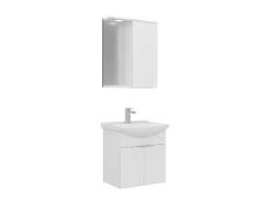 Wastafelmeubel met spiegel (2-delig) "Purus 55" - 55 x 50 x 58 cm - Wit