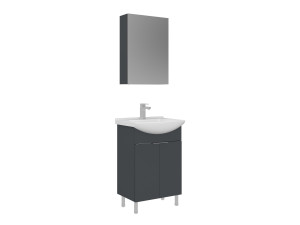 Wastafelmeubel met spiegel (2-delig) "Purus 55" - 55 x 50 x 83 cm - Mat antraciet