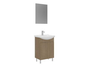 Wastafelmeubel met spiegel (2-delig) "Purus 55" - 55 x 2 x 83 cm - eiken