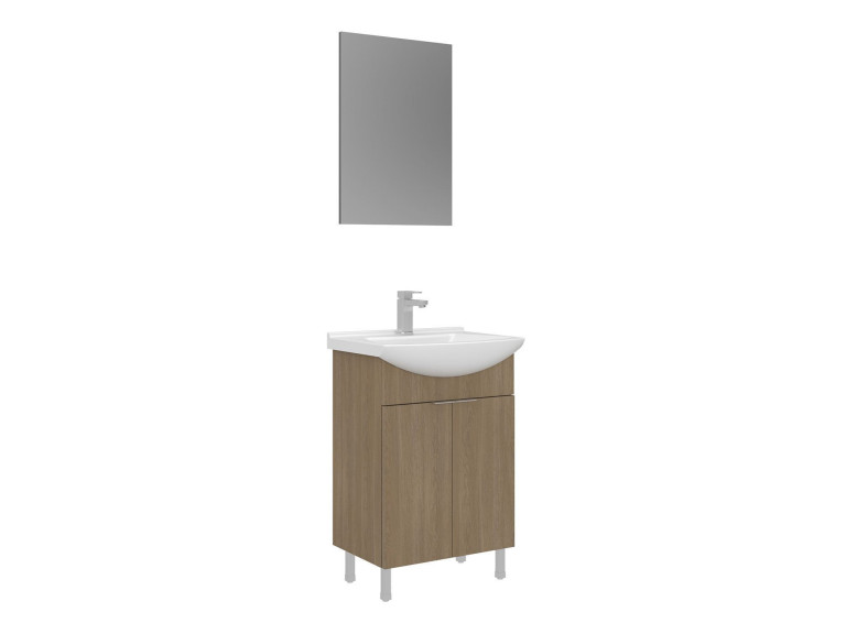 Wastafelmeubel met spiegel (2-delig) "Purus 55" - 55 x 2 x 83 cm - eiken