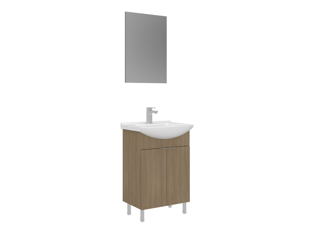 Wastafelmeubel met spiegel (2-delig) "Purus 55" - 55 x 2 x 83 cm - eiken