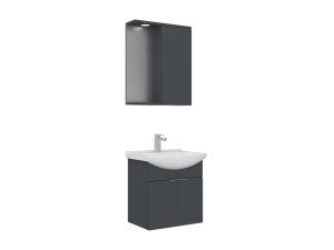 Wastafelmeubel met spiegel (2-delig) "Purus 55" - 55 x 50 x 58 cm - Mat antraciet