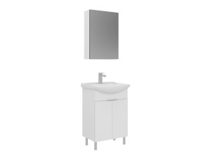 Wastafelmeubel met spiegel (2-delig) "Purus 55" - 55 x 50 x 83 cm - Wit