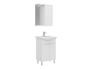 Wastafelmeubel met spiegel (2-delig) "Purus 55" - 55 x 50 x 83 cm - Wit