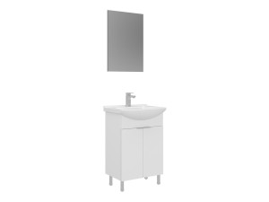 Wastafelmeubel met spiegel (2-delig) "Purus 55" - 55 x 2 x 83 cm - Wit