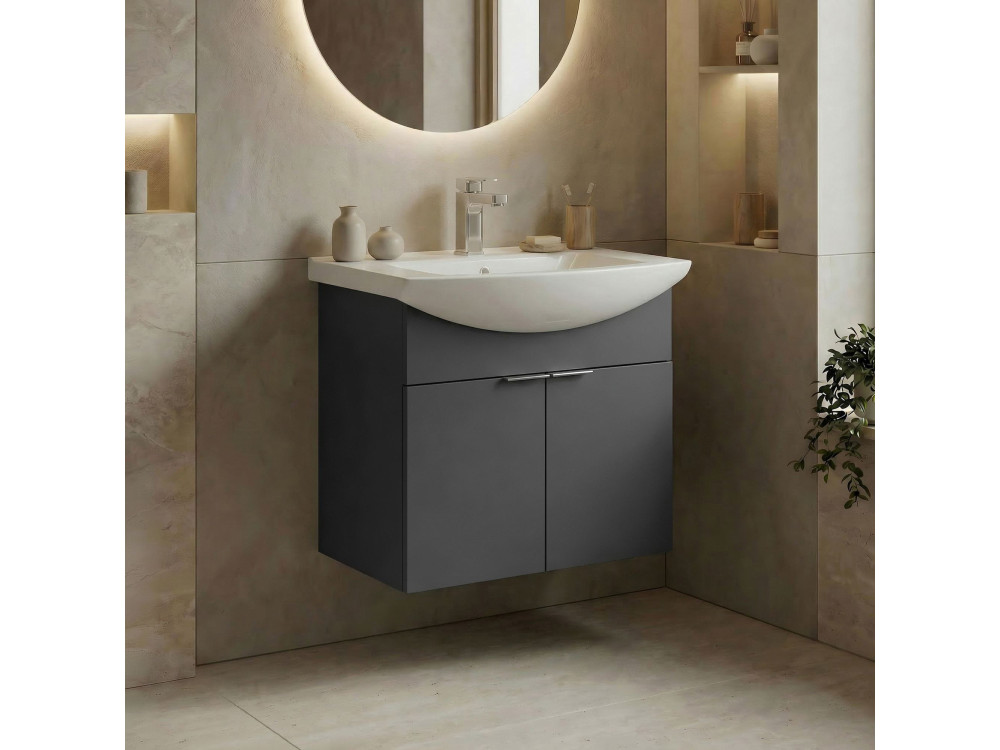 Wastafelmeubel "Purus 55" - 55 x 50 x 58 cm - Mat antraciet
