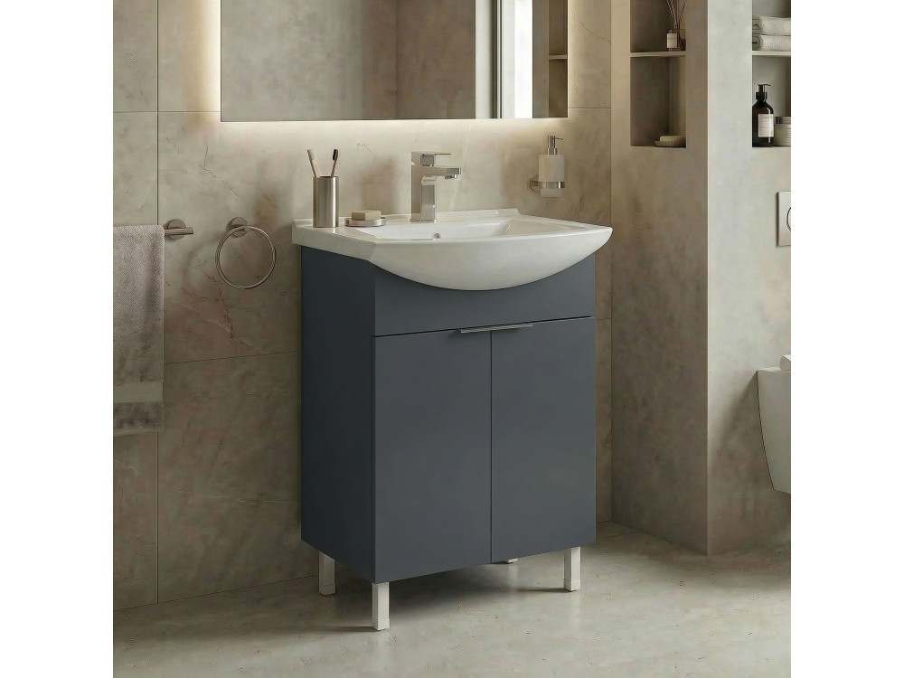 Wastafelmeubel "Purus 55" - 55 x 50 x 83 cm - Mat antraciet
