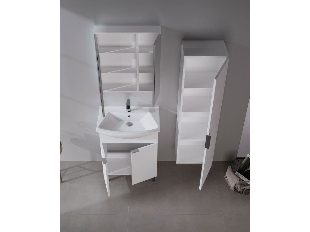 Wastafelmeubel met spiegel (2-delig) "Purus 65" - 65 x 50 x 83 cm - Wit