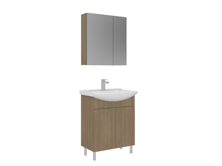 Wastafelmeubel met spiegel (2-delig) "Purus 65" - 65 x 50 x 83 cm - Eiken