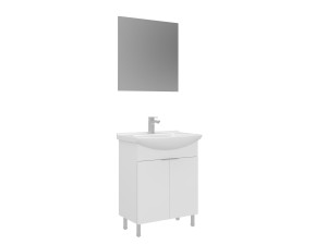 Wastafelmeubel met spiegel (2-delig) "Purus 65" - 65 x 50 x 83 cm - Wit