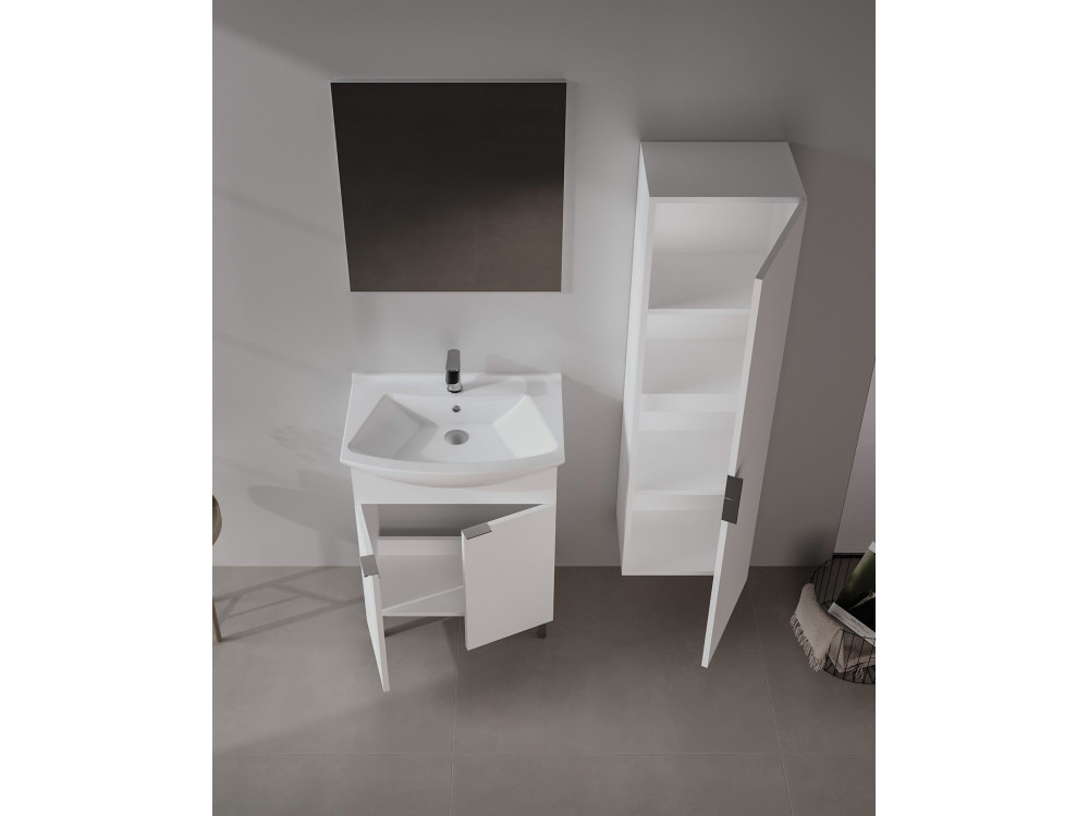 Wastafelmeubel met spiegel (2-delig) "Purus 65" - 65 x 50 x 83 cm - Wit
