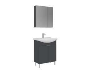 Wastafelmeubel met spiegel (2-delig) "Purus 65" - 65 x 50 x 83 cm - Mat antraciet